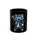 Happy Rockstar Kitty Black Coffee Mug, 11oz