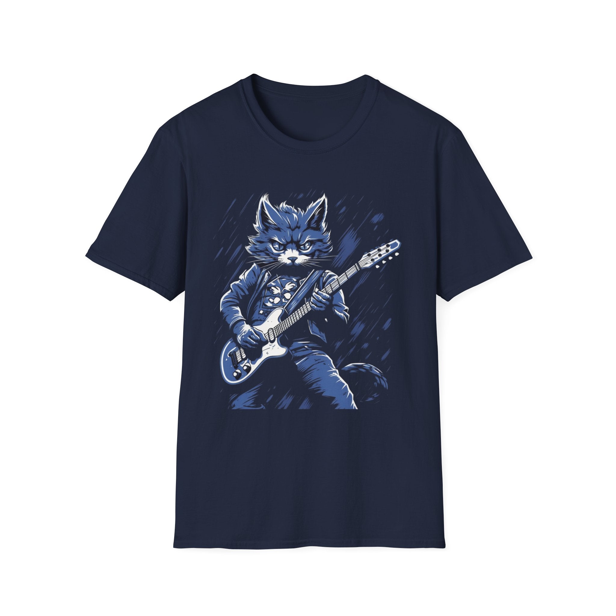 Rockin Cat Jam Session Guitar T-Shirt, Musical Kitty Tee, Music Lover Top, Cool Cat Shirt, Guitarist Gift Idea, Cat Band Concert Wear