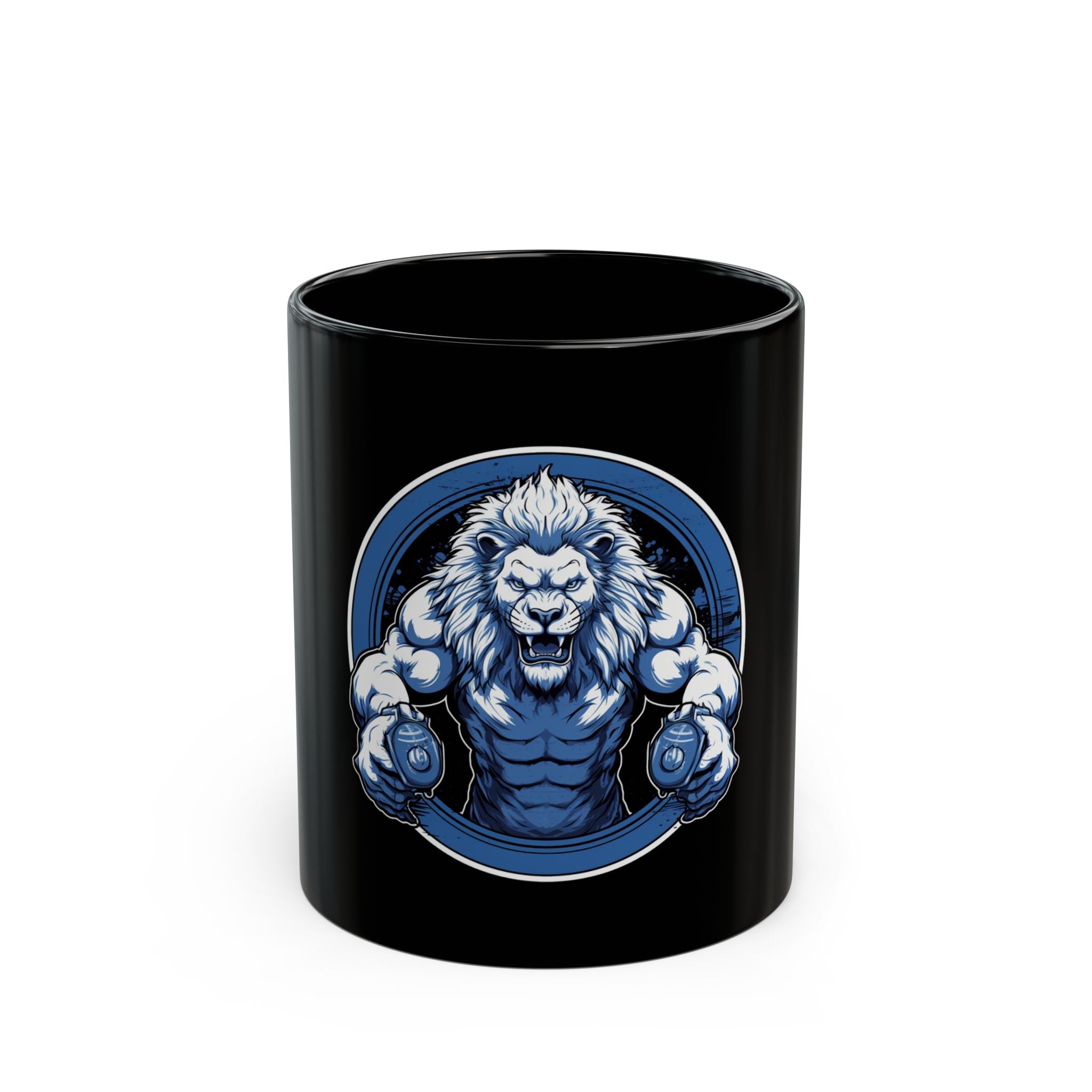 Fierce & Fit Lion Black Coffee Mug, 11oz