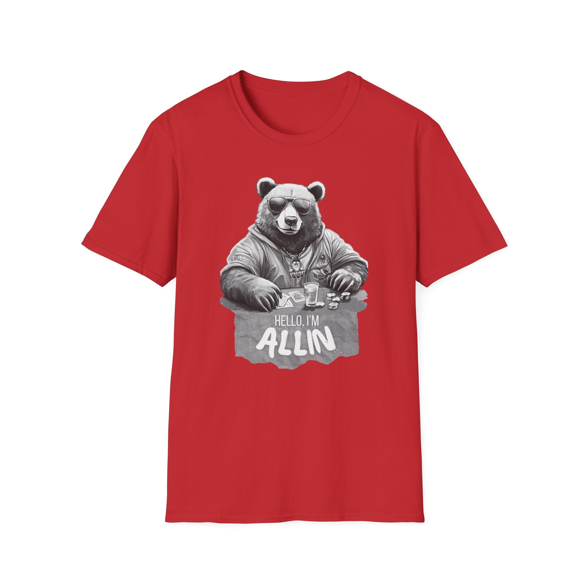 ALLIN Lucky Gambling Bear T-Shirt, Roll the Dice Tee, Straight Fire Picks Top, Casino Lover Gift, Poker Night Shirt