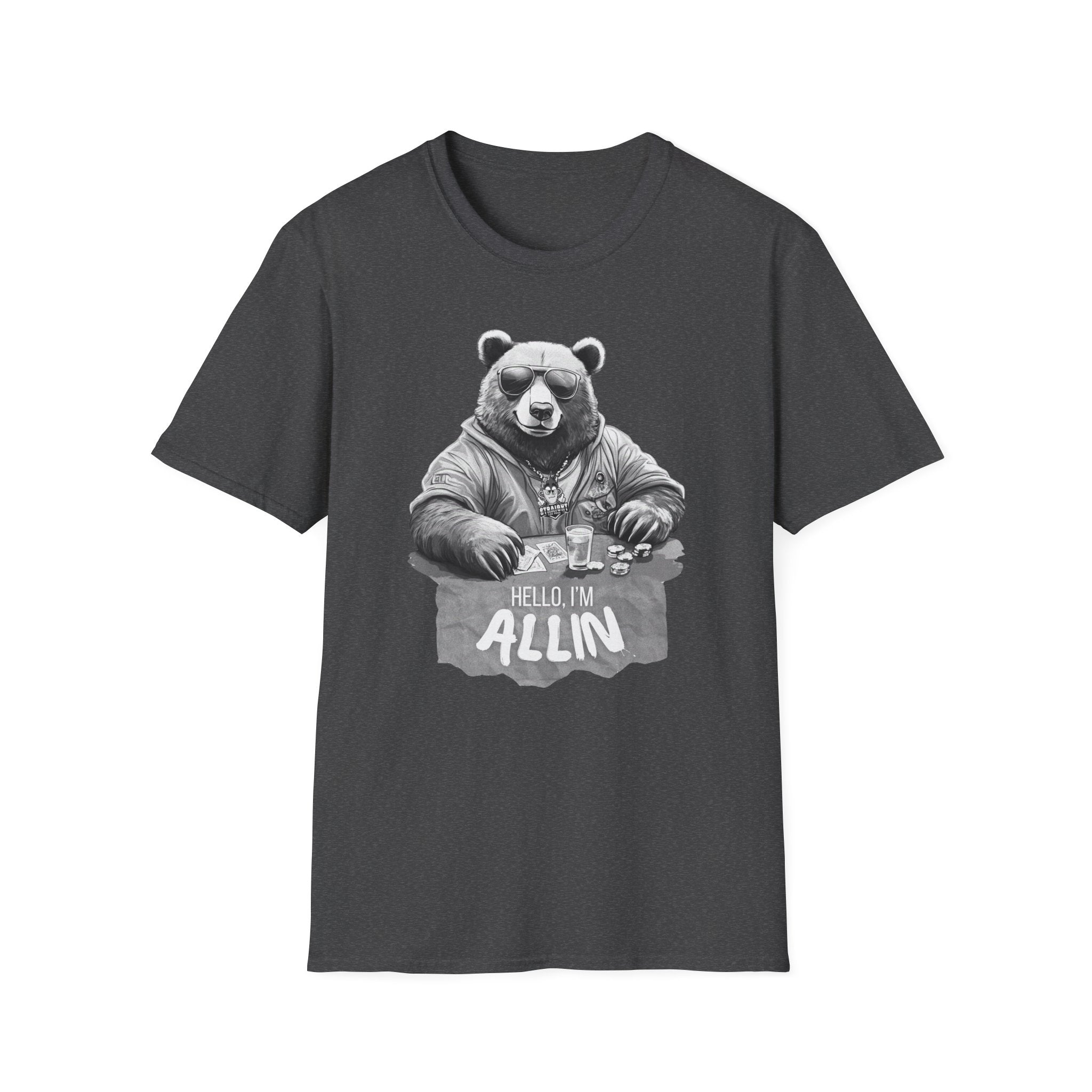 ALLIN Lucky Gambling Bear T-Shirt, Roll the Dice Tee, Straight Fire Picks Top, Casino Lover Gift, Poker Night Shirt