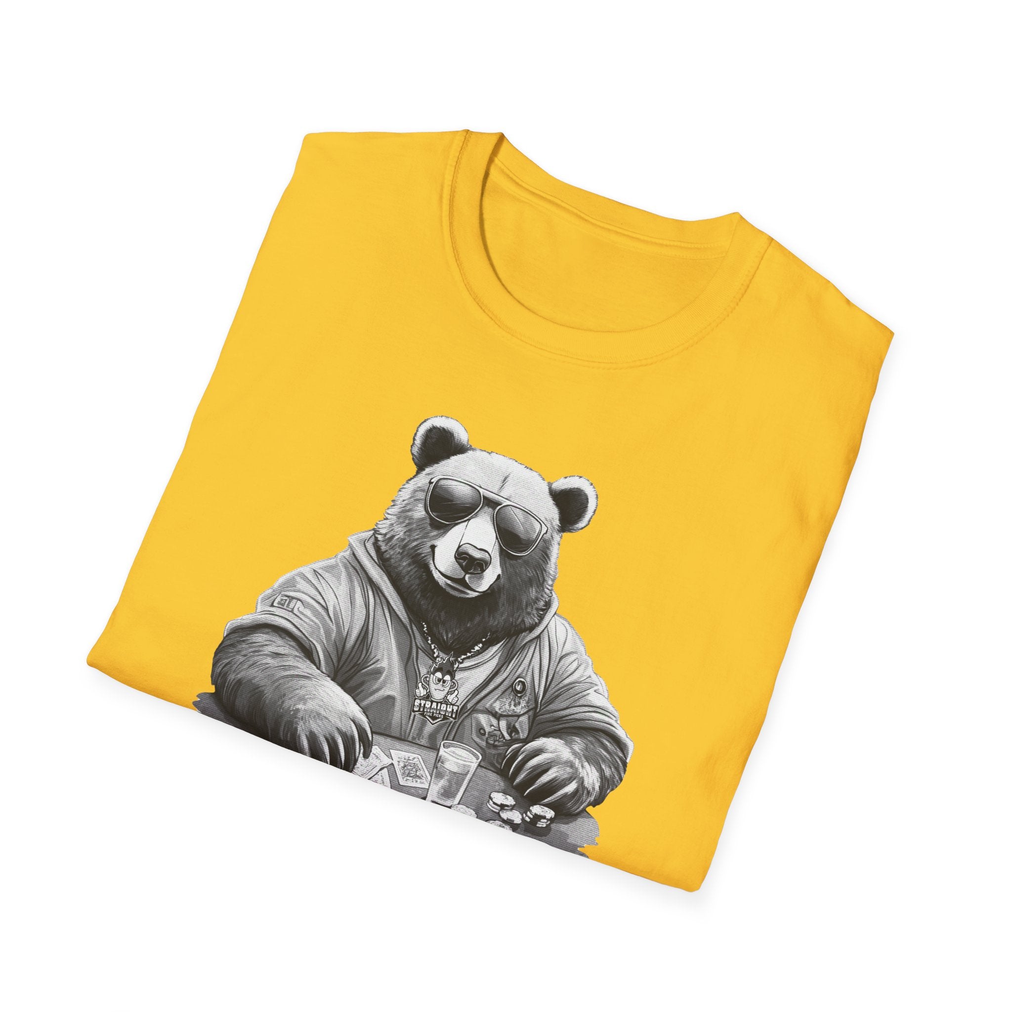 ALLIN Lucky Gambling Bear T-Shirt, Roll the Dice Tee, Straight Fire Picks Top, Casino Lover Gift, Poker Night Shirt