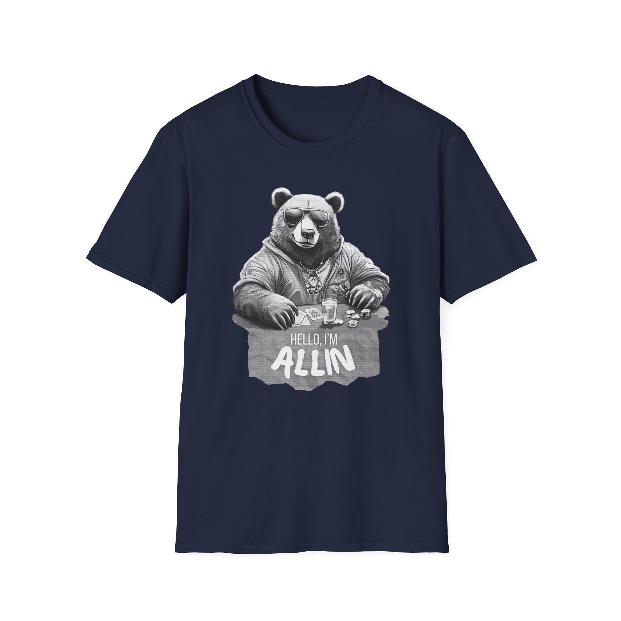 ALLIN Lucky Gambling Bear T-Shirt, Roll the Dice Tee, Straight Fire Picks Top, Casino Lover Gift, Poker Night Shirt