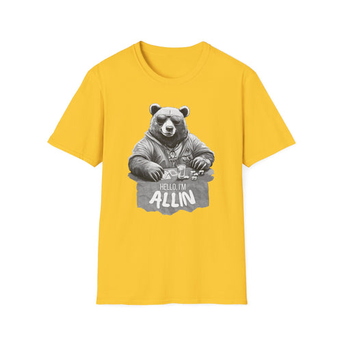 ALLIN Lucky Gambling Bear T-Shirt, Roll the Dice Tee, Straight Fire Picks Top, Casino Lover Gift, Poker Night Shirt