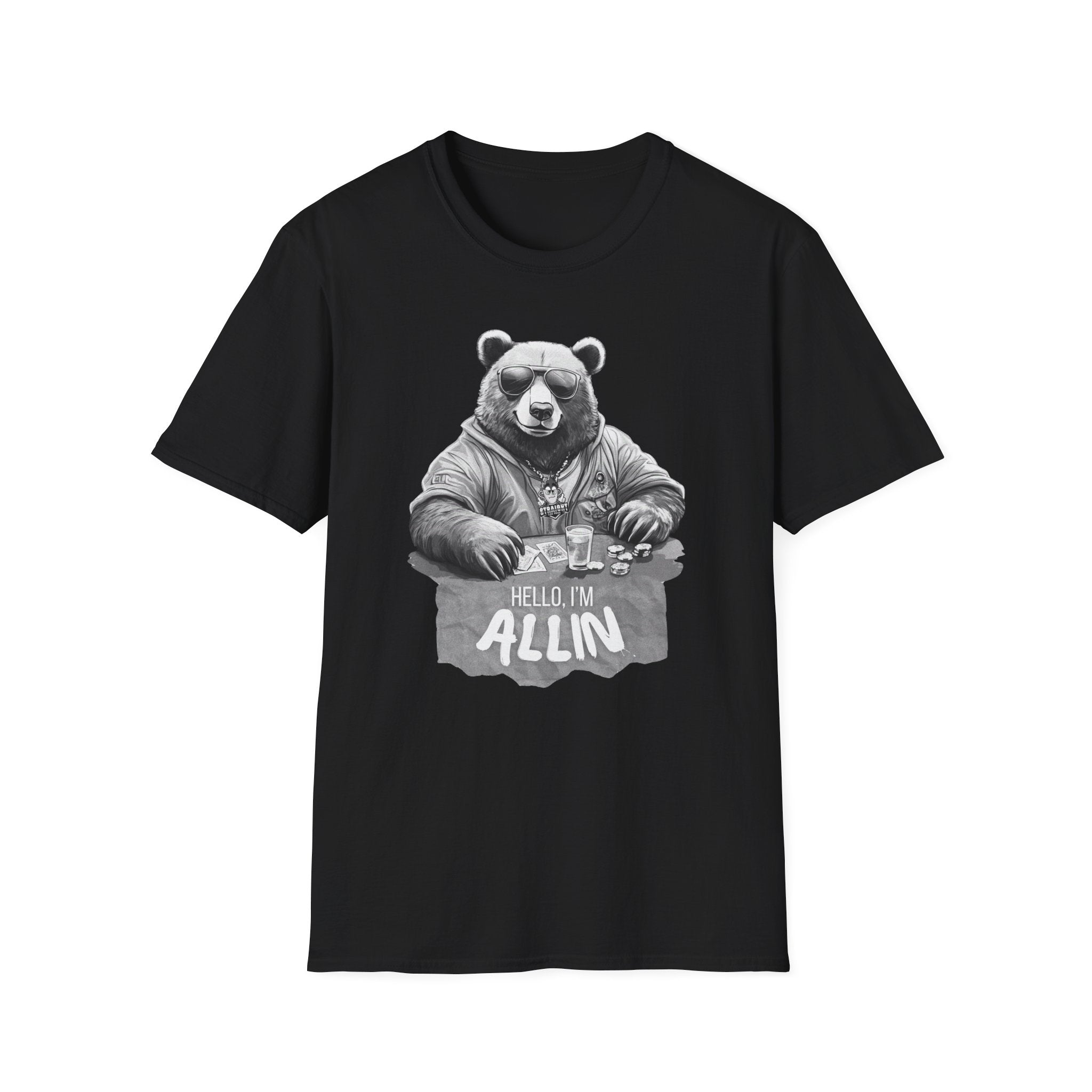 ALLIN Lucky Gambling Bear T-Shirt, Roll the Dice Tee, Straight Fire Picks Top, Casino Lover Gift, Poker Night Shirt