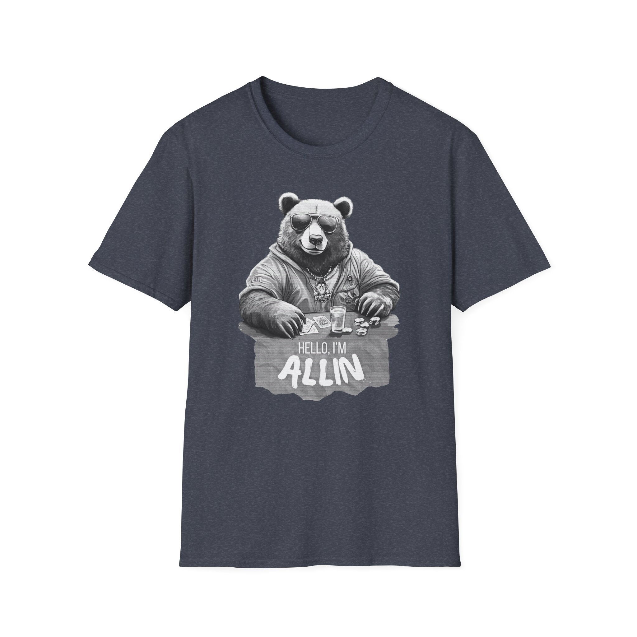 ALLIN Lucky Gambling Bear T-Shirt, Roll the Dice Tee, Straight Fire Picks Top, Casino Lover Gift, Poker Night Shirt