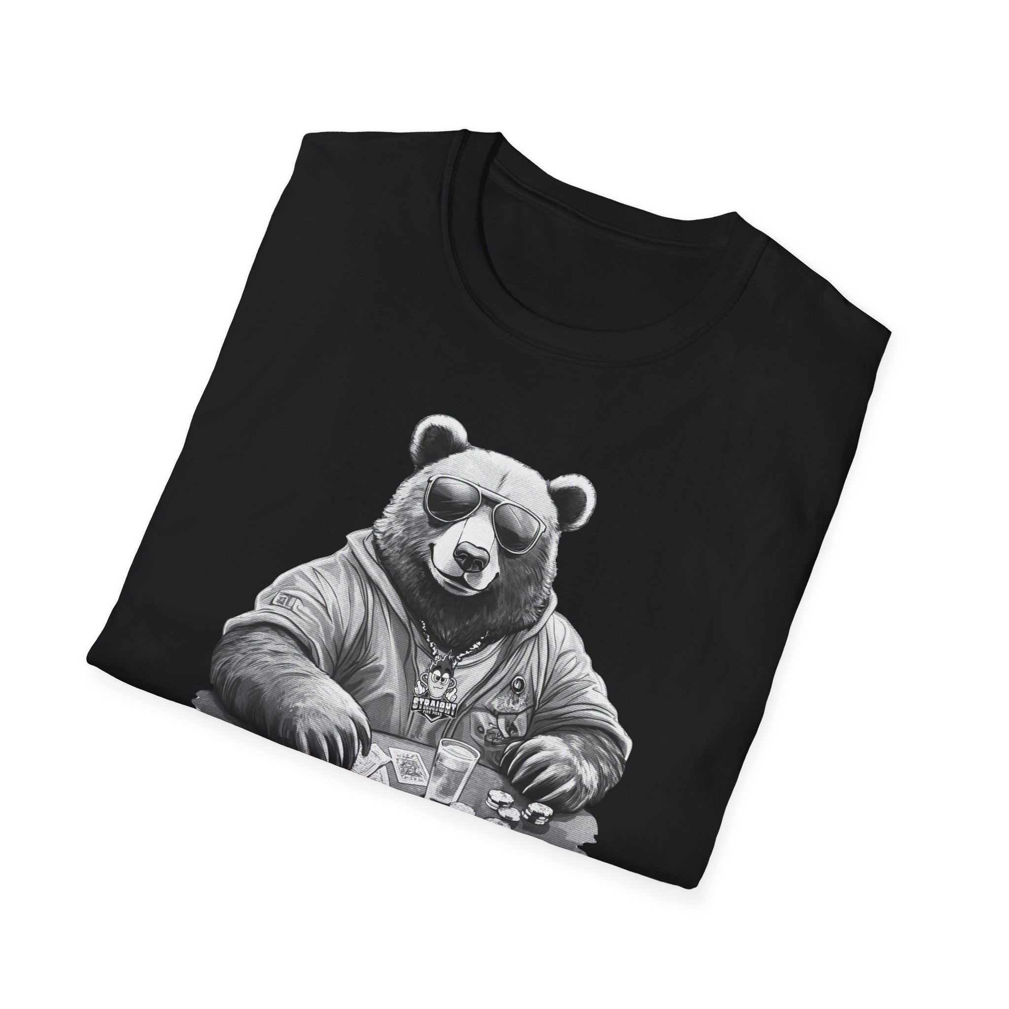 ALLIN Lucky Gambling Bear T-Shirt, Roll the Dice Tee, Straight Fire Picks Top, Casino Lover Gift, Poker Night Shirt