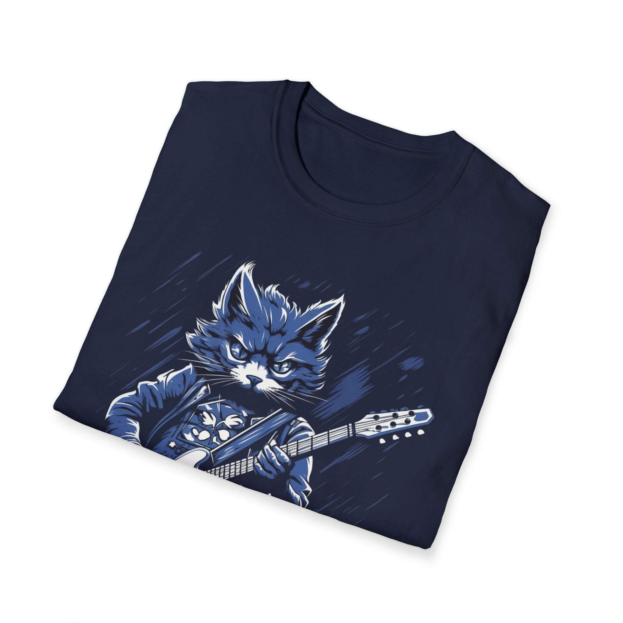 Rockin Cat Jam Session Guitar T-Shirt, Musical Kitty Tee, Music Lover Top, Cool Cat Shirt, Guitarist Gift Idea, Cat Band Concert Wear