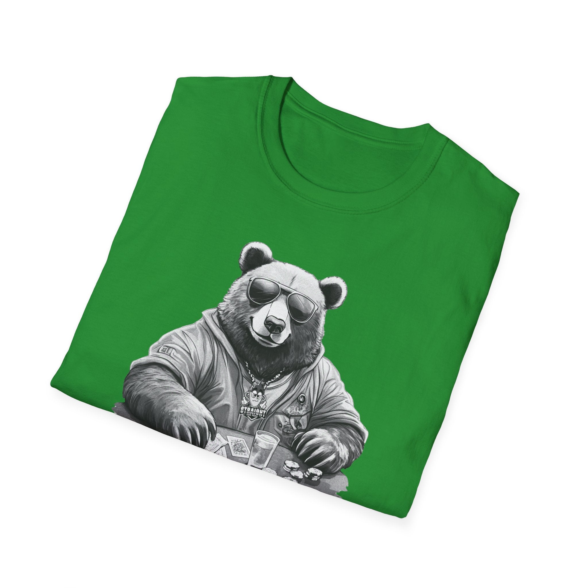ALLIN Lucky Gambling Bear T-Shirt, Roll the Dice Tee, Straight Fire Picks Top, Casino Lover Gift, Poker Night Shirt