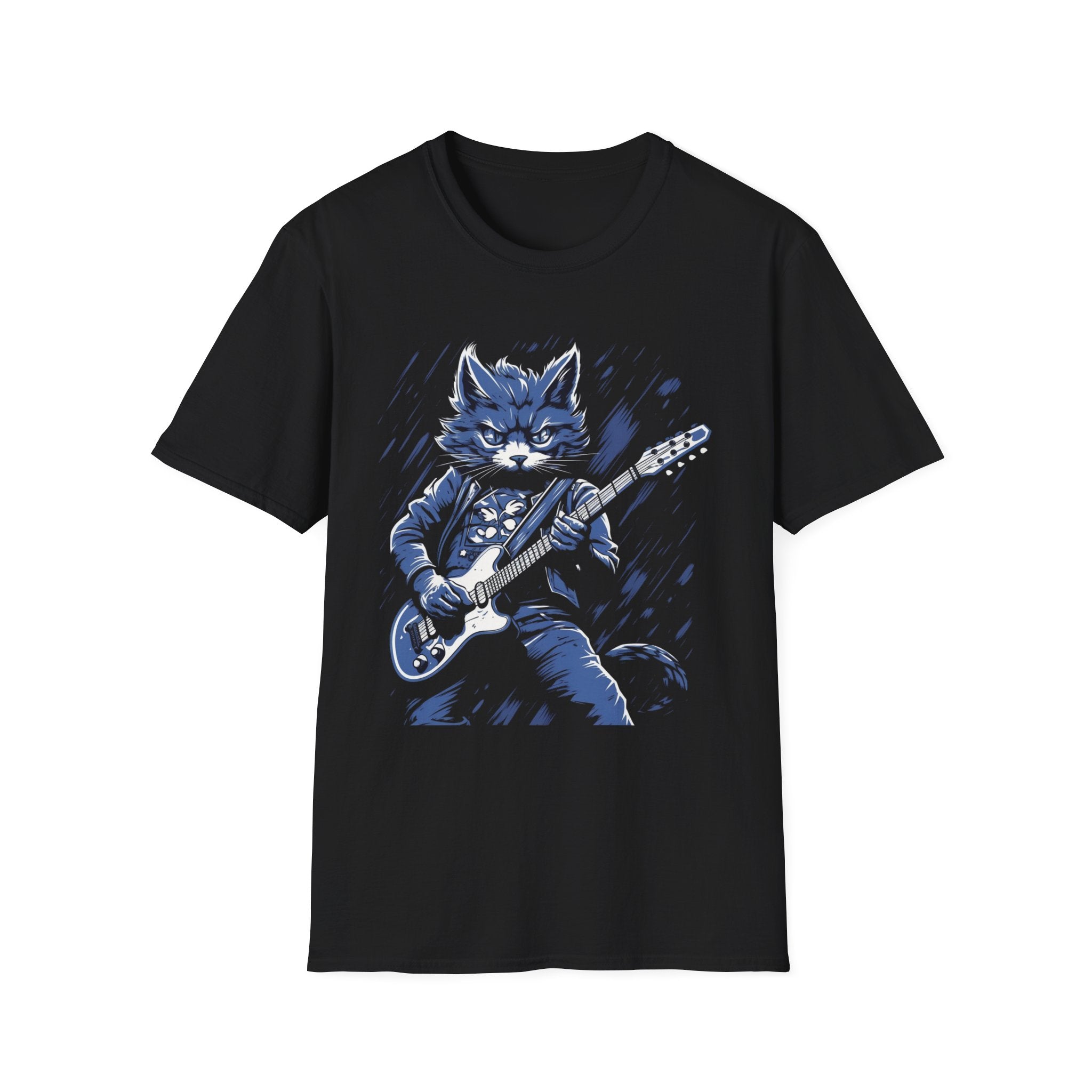 Rockin Cat Jam Session Guitar T-Shirt, Musical Kitty Tee, Music Lover Top, Cool Cat Shirt, Guitarist Gift Idea, Cat Band Concert Wear